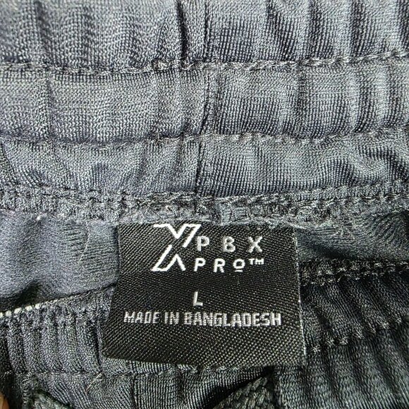 Mens XPBX Pro Black Athletic Track Pants Polyester Side Stripes Elastic Waist L - Picture 2 of 9